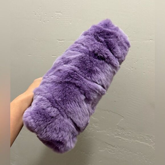 Lilac Handmade Real Rex Rabbit Fur Double Kisslock & Top Handle Purse/Crossbody - Picture 14 of 16